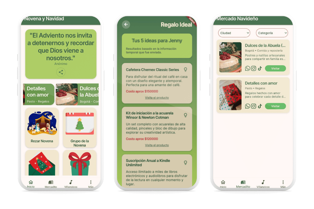 Mercado navideño digital Colombia – Christmas Market 2025 en la app Novena y Navidad.