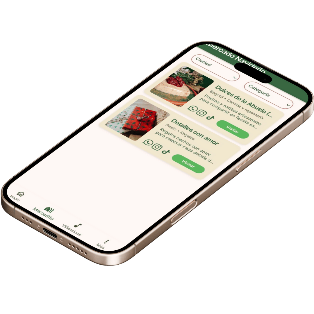 Mercado navideño digital Colombia – Christmas Market 2025 en la app Novena y Navidad.